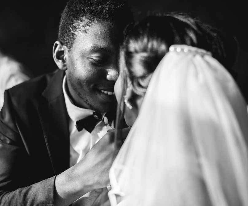 Newlywed African Descent Bride Groom Wedding Celebration